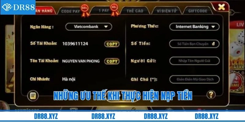 Những ưu thế khi thực hiện nạp tiền